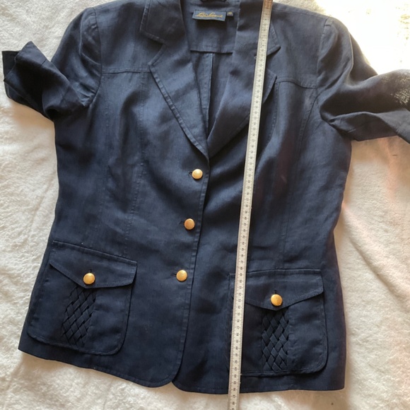 Luisa Spagnoli short sleeve linen top, blue, medium - Picture 8 of 11